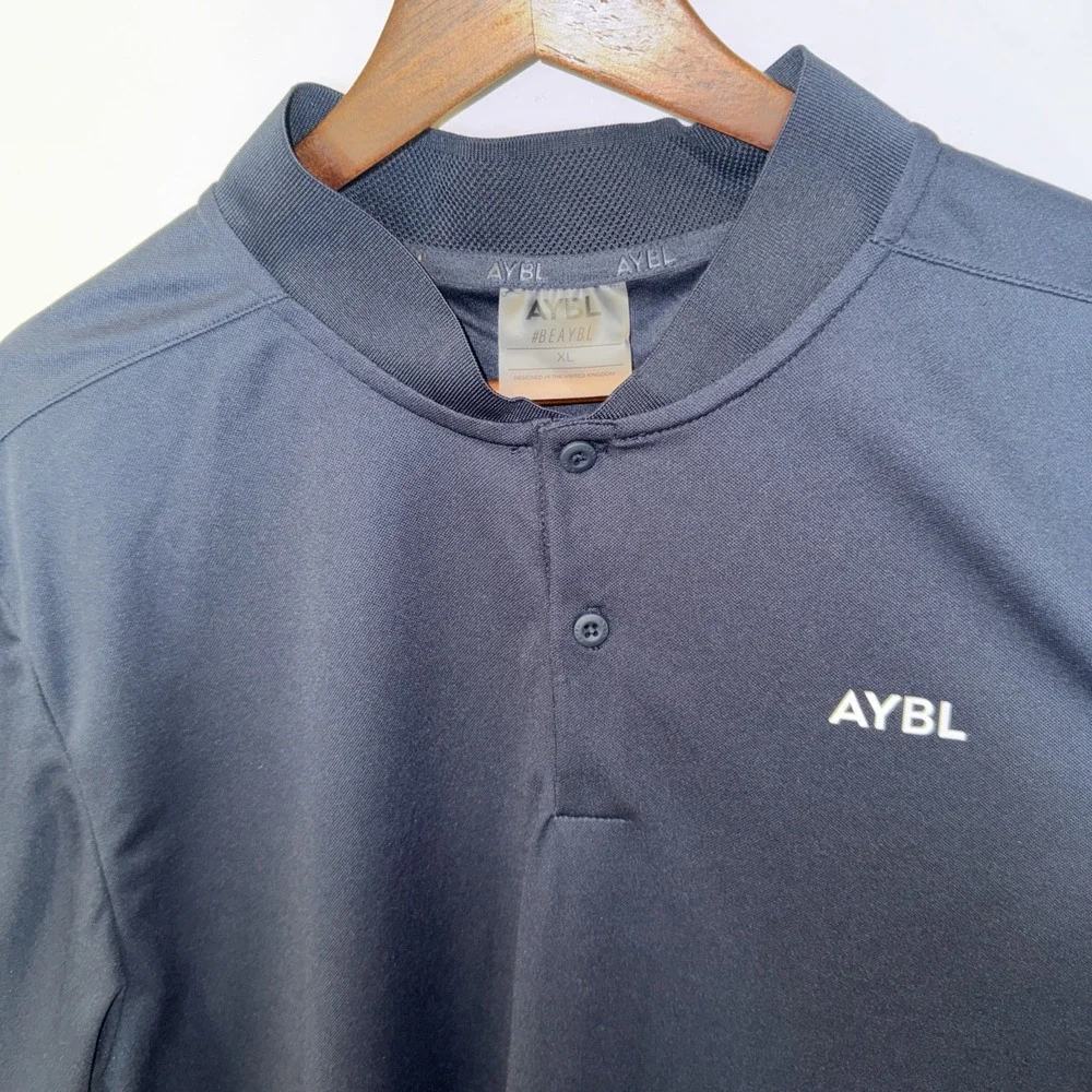 AYBL Performance Collarless‎ Seamless Polo Navy Blue XL Designed In Uk NWT